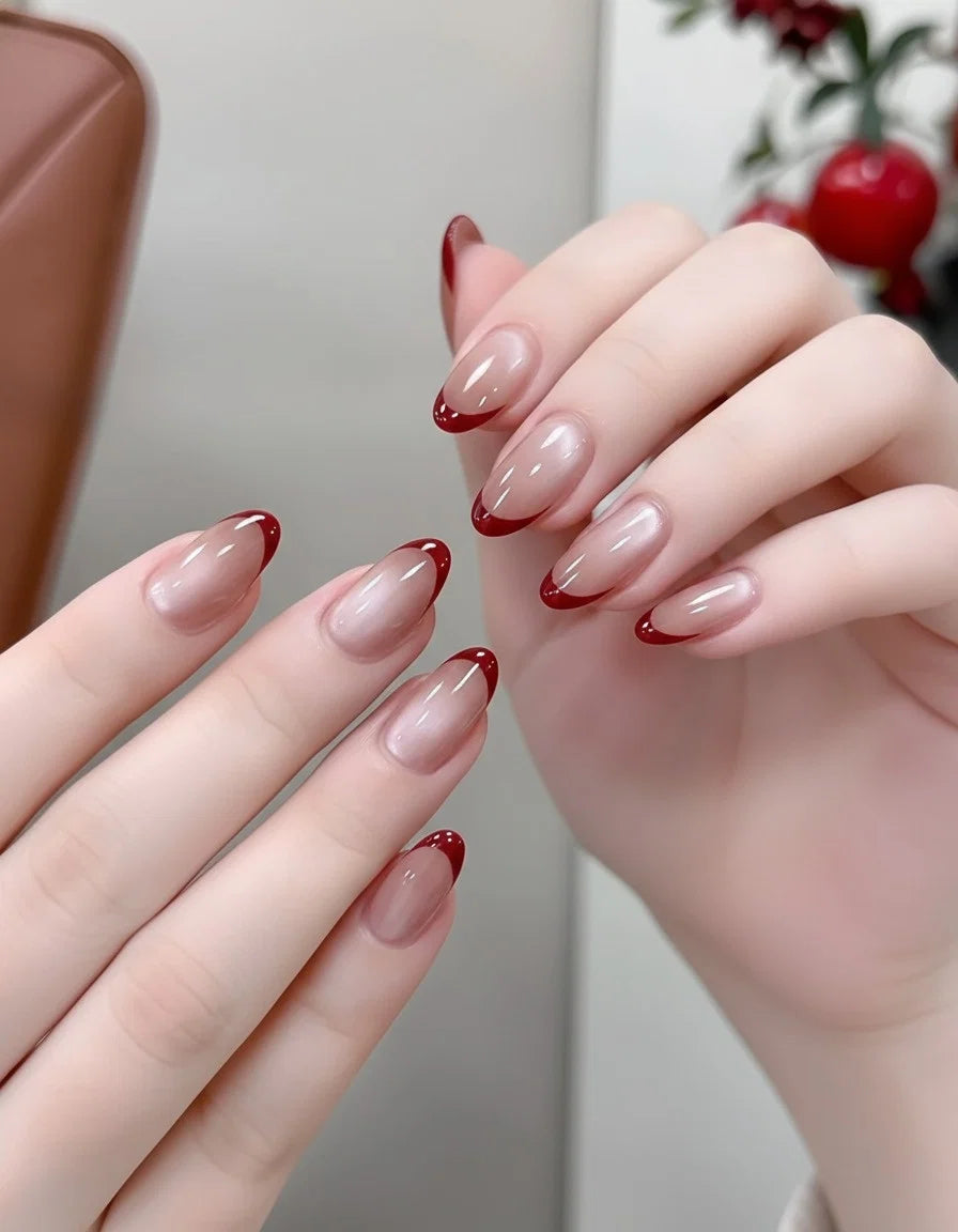 Crimson Velvet Press-On Nails