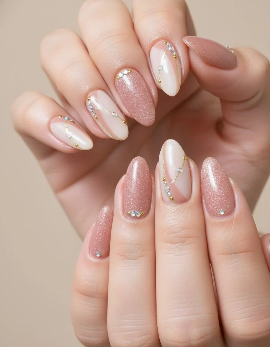 Rosy Sparkle Press-On Nails