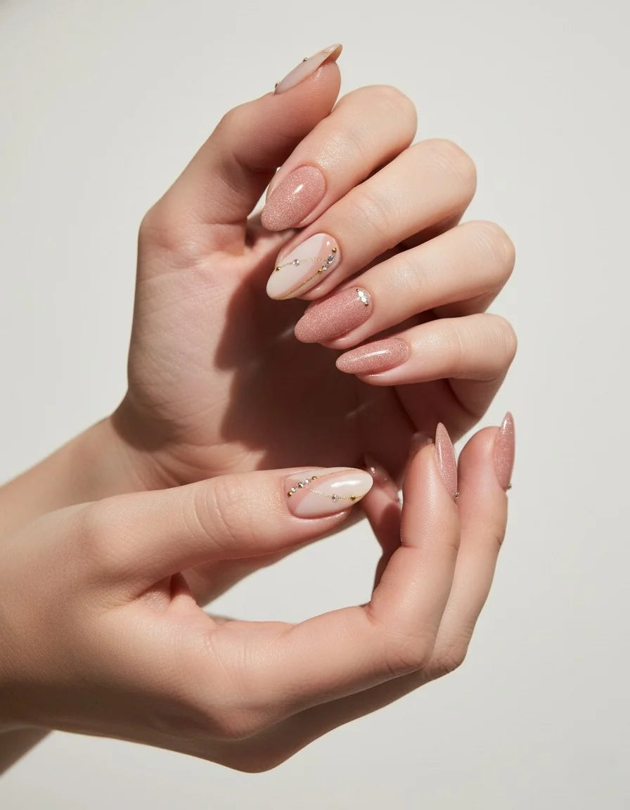 Rosy Sparkle Press-On Nails