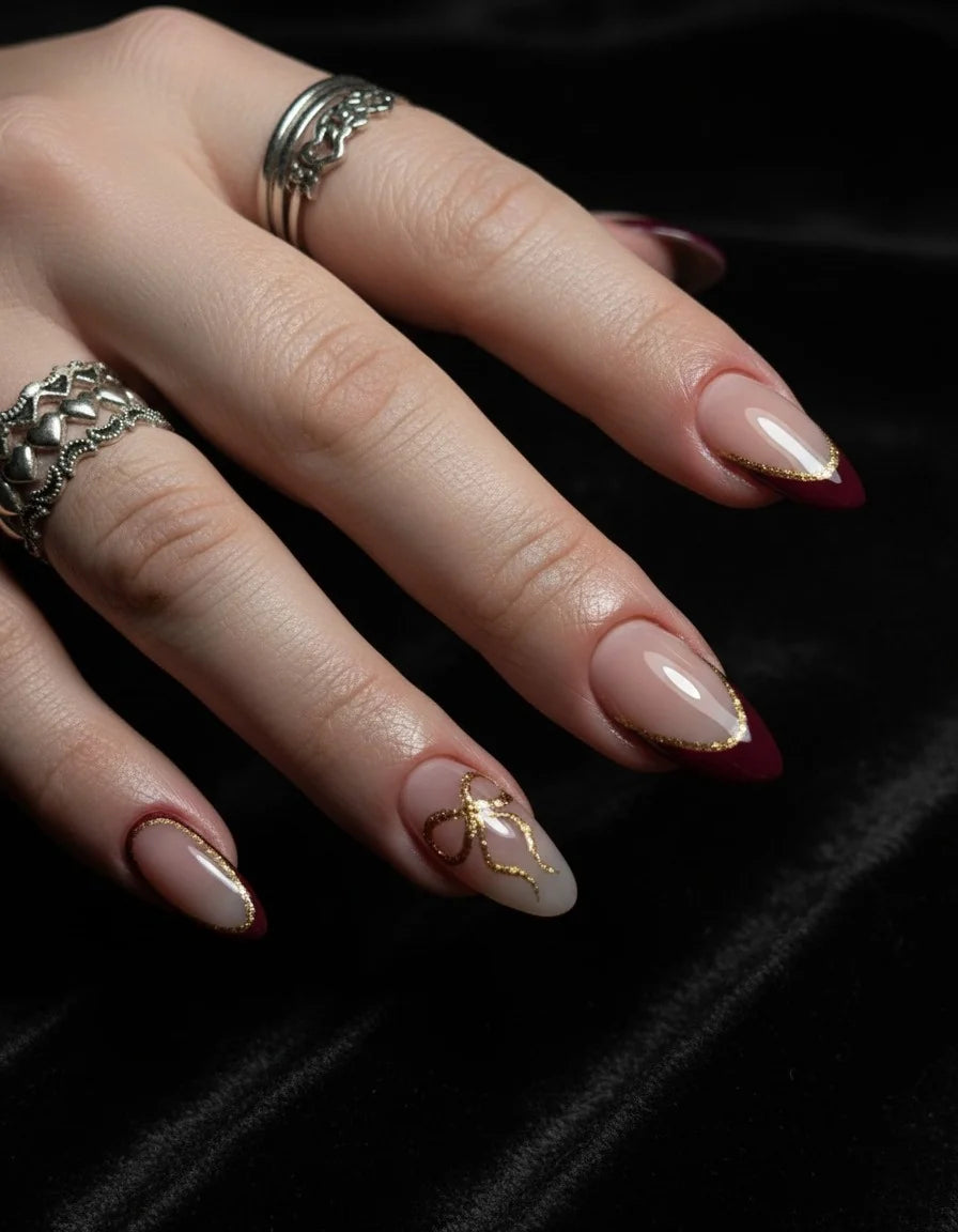 Gilded Ribbon Press-On Nails