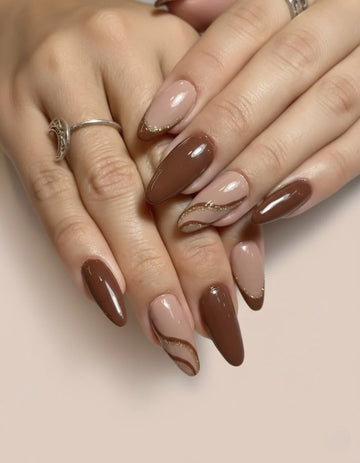 Mocha Swirl Press-On Nails