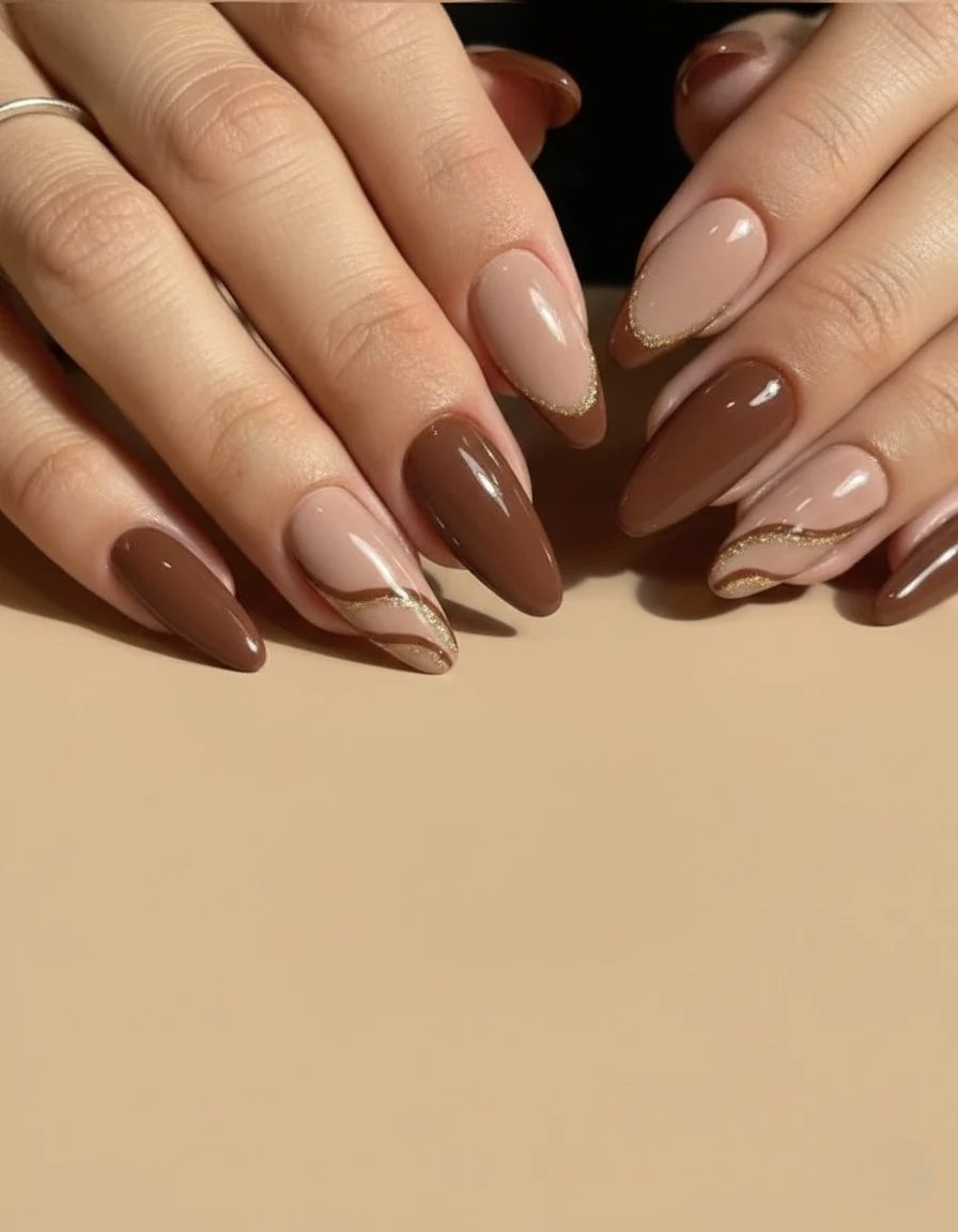 Mocha Swirl Press-On Nails