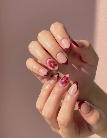 Burgundy Bloom Press-On Nails