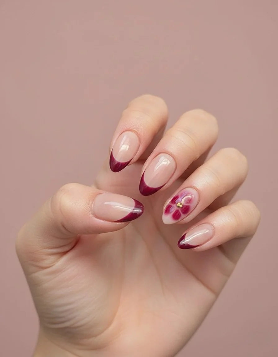 Burgundy Bloom Press-On Nails