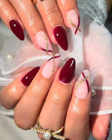 Crimson Ribbon Press-On Nails