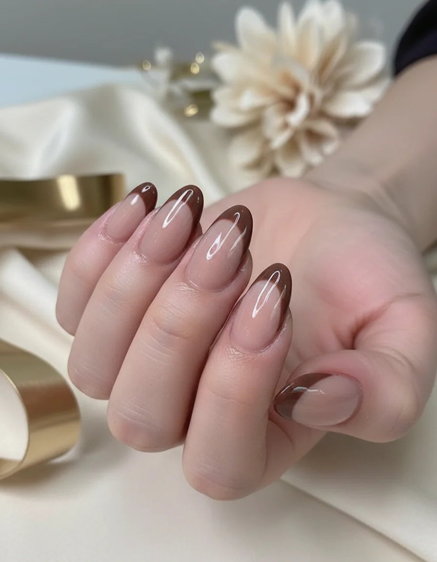 Mocha French Press-On Nails