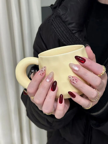 Crimson Dot Press-On Nails